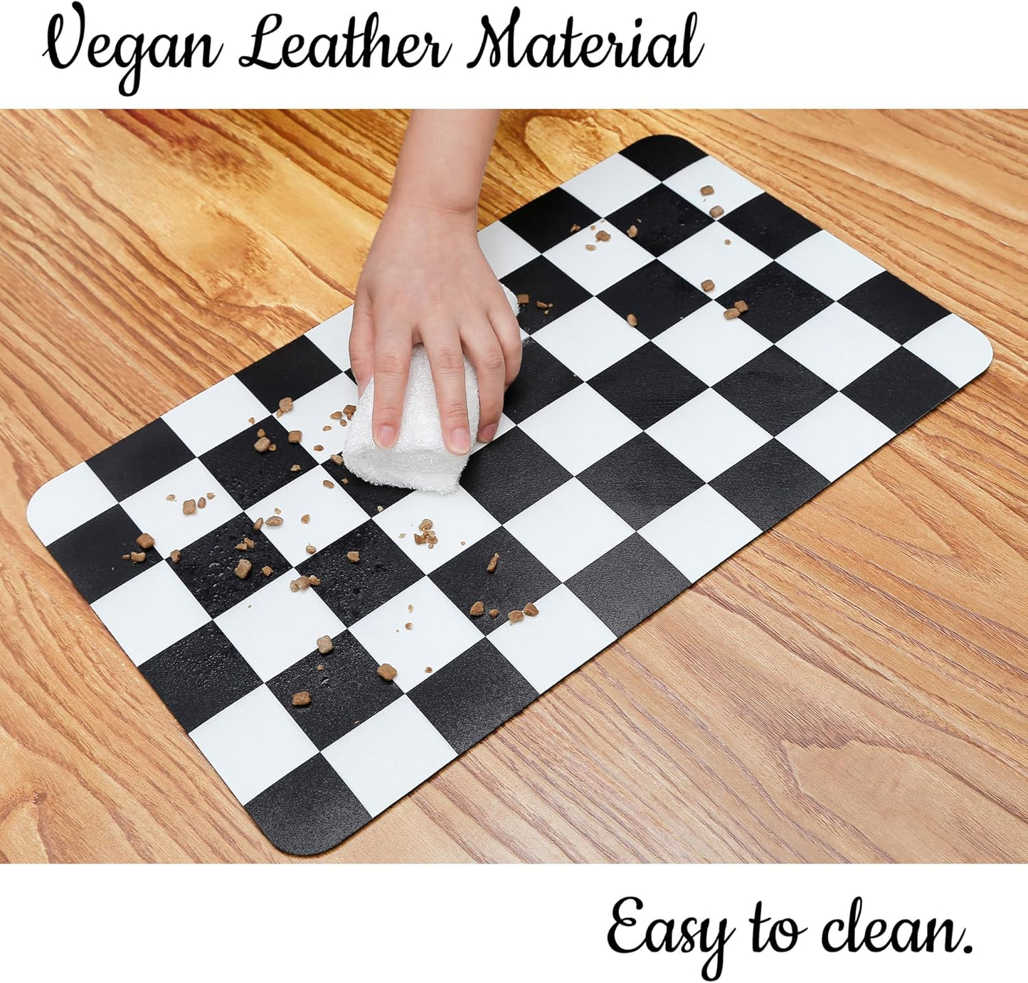 Ralxion Checkered Dog Feeding Mat, Absorbent Mats for Dog Food and Water Bowl, Dispenser, Modern Aesthetic Black White Checkerboard Pet Placemat for Dogs, Cats, Puppy Accessories, 12" X19”