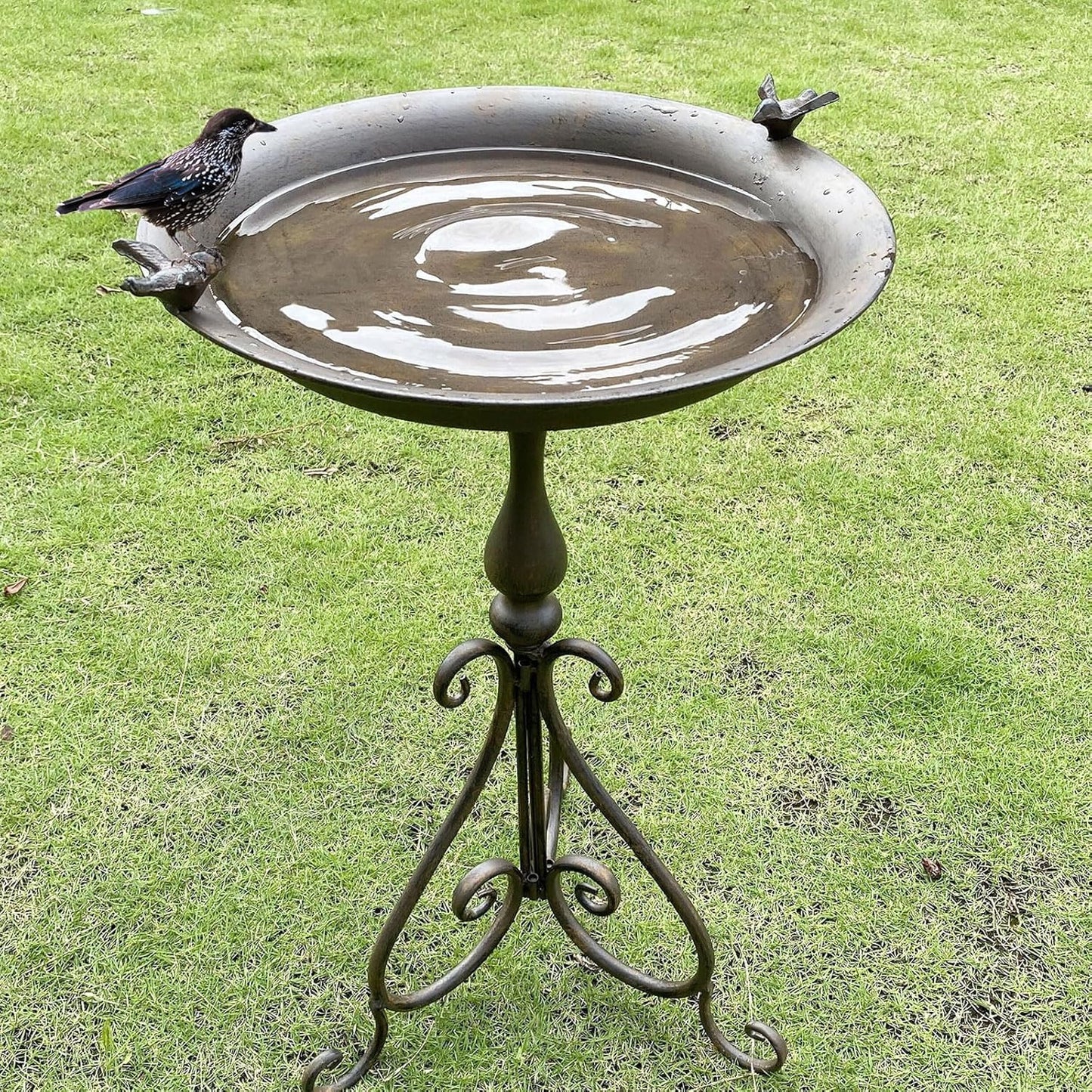 Dia 18" W*28" H Large Metal Bird Bath with Stand, Bird Baths for Outdoors, Metal Birdfeeder,for Garden Yard Decor