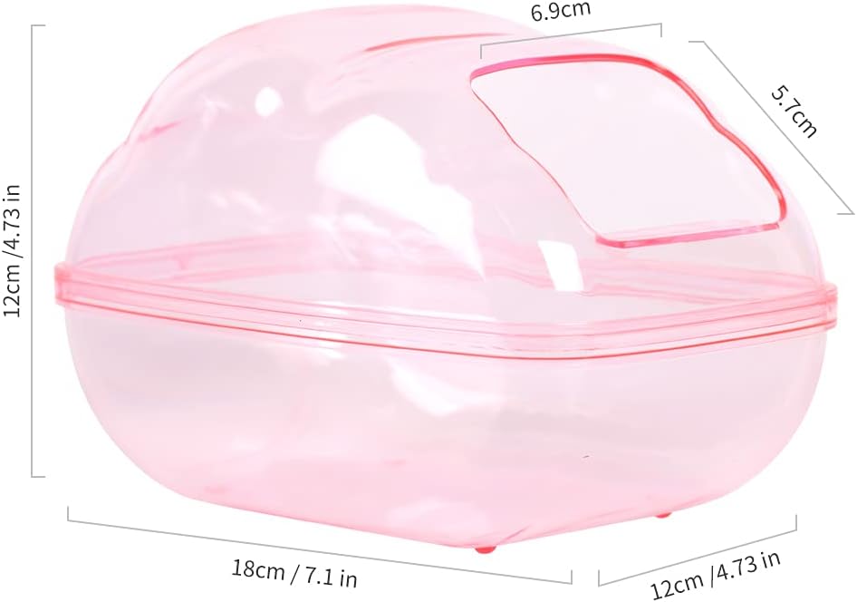 BUCATSTATE Hamster Sand Bath Kit Hamster Sand Bath Container Large Transparent Toilet with Scoop Set Dwarf Hamster Accessory for Small Animals(Pink, Large)