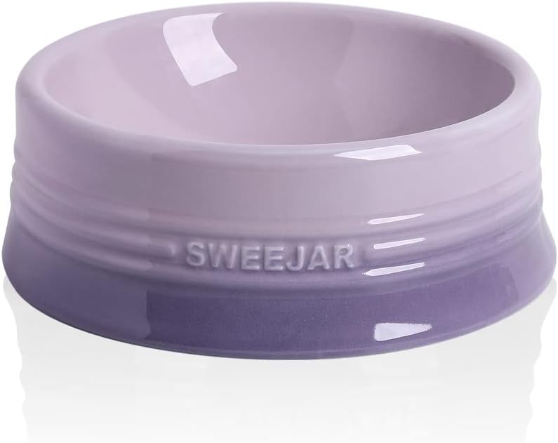 Sweejar Gradient Dog Bowl, Ceramic Dog Food Dish for Large Dogs and Large Cat, Porcelain Pet Bowl for Food and Water 32 oz (Gradient Purple)