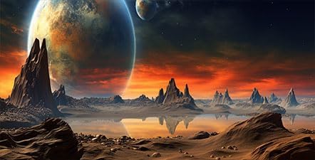 72X24IN Cosmic Aquarium Background, Cool Parallel Space Themed Fish Tank Background, Tropical Desert Terrarium Background with 8 EVA Double-Sided Tape