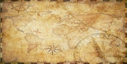 24X12IN Retro Old Travel World Map Terrarium Background, Art Parchment Pirate Treasure Map Reptile Habitat Background with 10EVA Double-Sided Tape