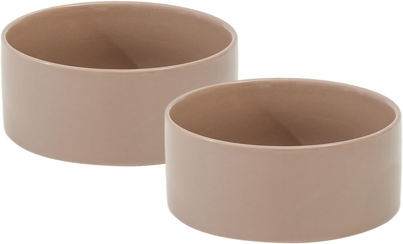 Ceramic 6.1inch Dog Bowls for Small and Medium Breed Dog Dish Pet Food and Water Bowl (Set of 2 Bowls - Dark Green, 28oz)