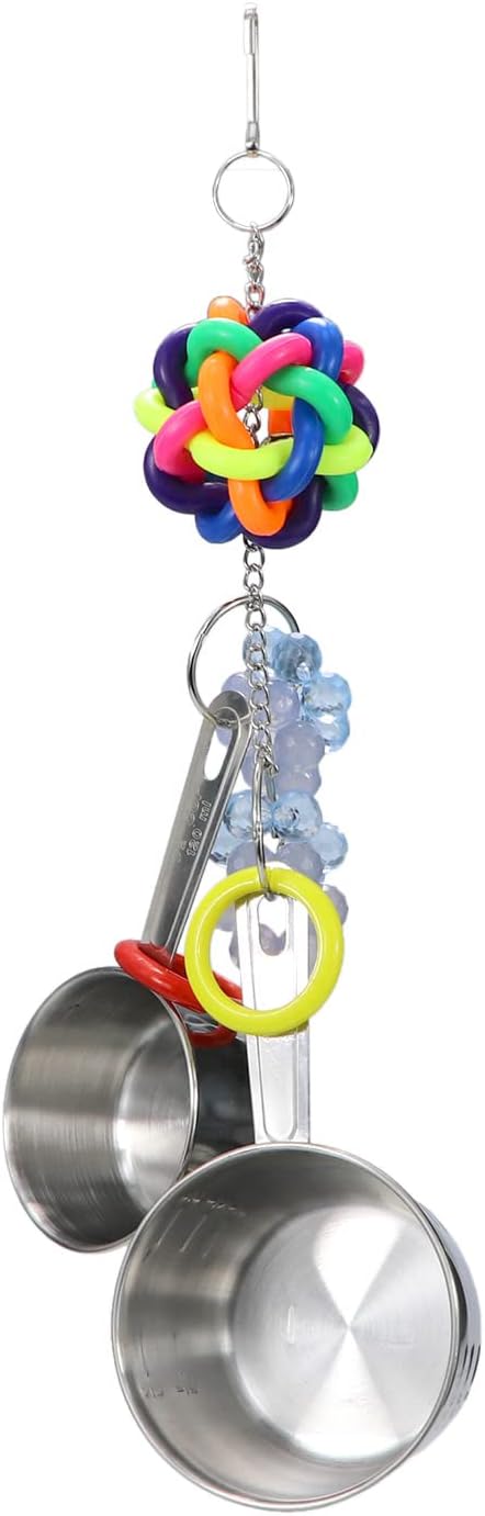 Litewoo Bird Stainless Steel Bell Toys, Safe and Stable Hanging Spoons Pipe Chew Bite Toy（D）