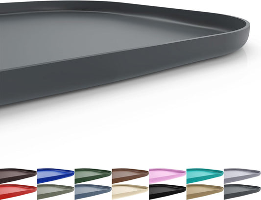 Silicone Pet Feeding Mat with Raised Edge for Food and Water, Dog Bowl Mats, Cat Bowls Placemat with High Lip for Floor Waterproof, Rubber Tray for Cats and Dogs 22 x 14 x 0.8 Dark Grey