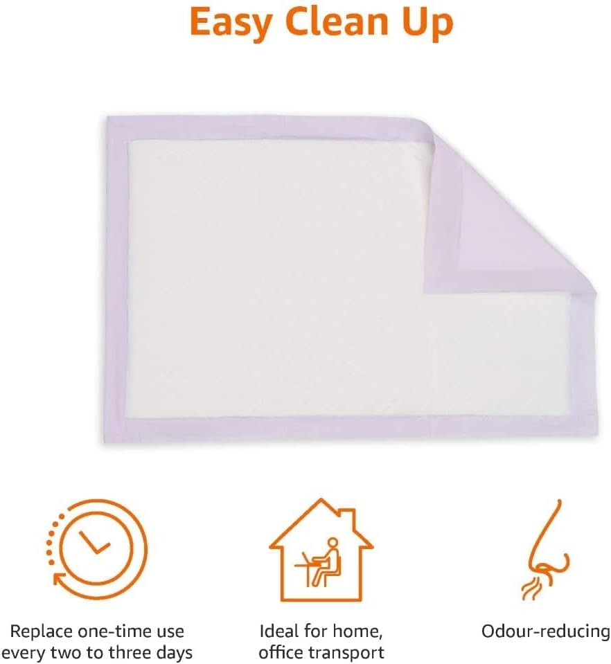 Amazon Basics Cat Litter Pee Pads, 20 Count, Universal Fit for Litter Box, Odor Control with Fresh Scent, Purple