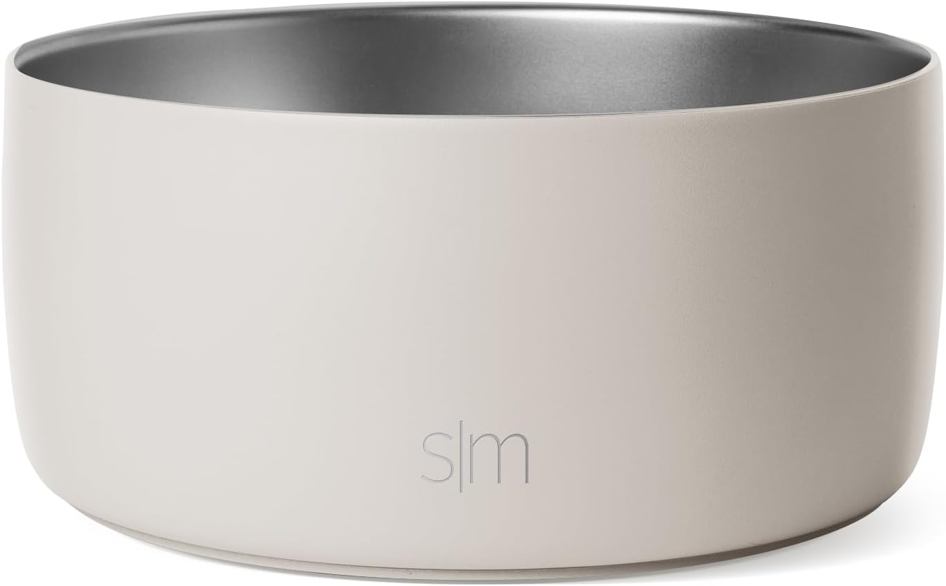 Simple Modern Stainless Steel Pet Water Bowl for Dogs & Cats | Reusable Insulated Stainless Steel Food Bowls for Dog Cat | No Tip No Slip BPA Free | Bentley Collection | Large (64oz) | Almond Birch