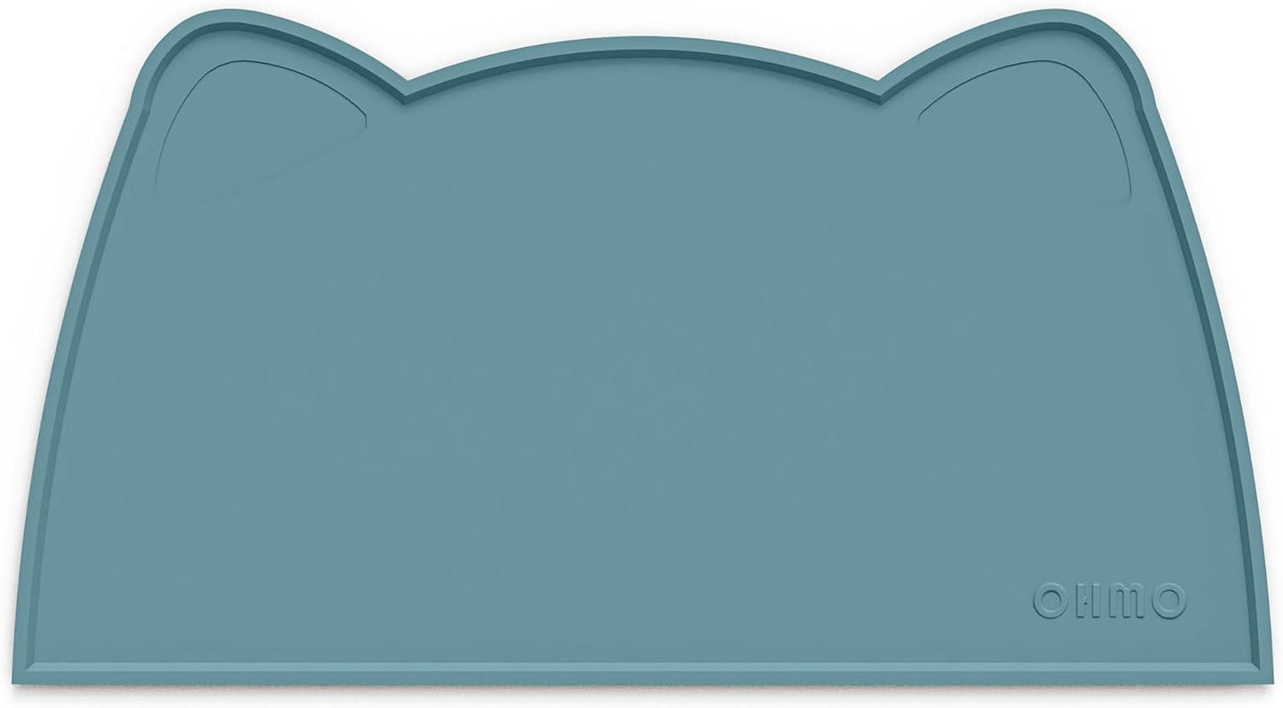 OHMO - Cat Food Mat, Silicone Pet Feeding Mat for Floor Non-Skid Waterproof Dog Water Bowl Tray, Easy to Clean Pet Placemat