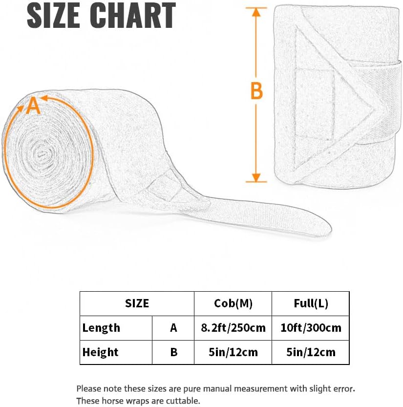 Horse Polo Leg Wraps Soft Fleece Wraps Equestrian Leg Bandage 4-Pack (Cob(8.2ft), White)