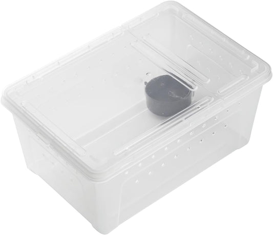 OMEM Portable Reptile Terrarium Habitat for Mini Pet Houses Breathable Holes Stackable Container (M)