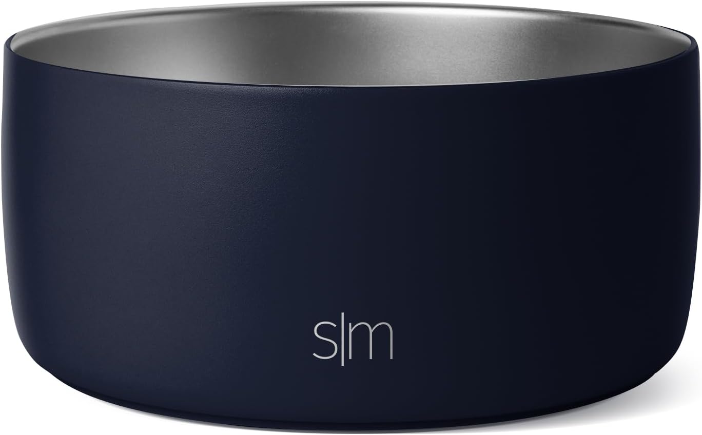 Simple Modern Stainless Steel Pet Water Bowl for Dogs & Cats | Reusable Insulated Stainless Steel Food Bowls for Dog Cat | No Tip No Slip BPA Free | Bentley Collection | Large (64oz) | Deep Ocean