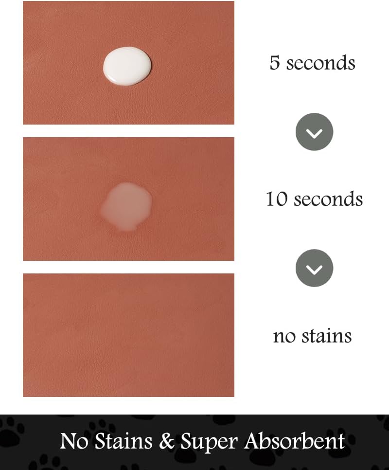 Pet Feeding Mat-Absorbent Dog Mat for Food and Water Bowl-No Stains Quick Dry Dog Water Dispenser Mat（Orange,12"x19"