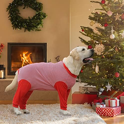Yeapeeto Dog Onesie Surgery Recovery Suit for Large Medium Bodysuit Dogs Pajamas PJS Full Body for Shedding, Prevent Licking, Wound Protection, Cone Alternative (5XL, Red)