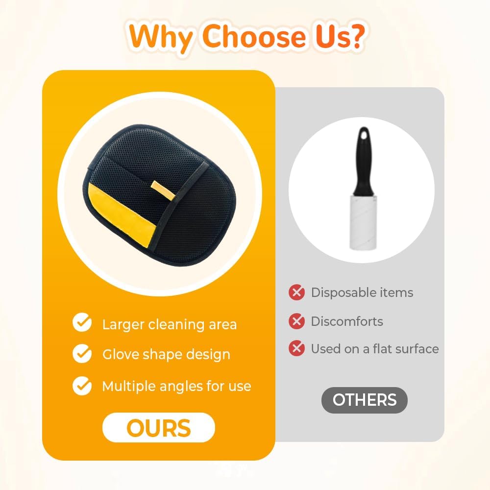 2025 Upgrade Pet Hair Remover Gloves, Reusable Cat Dog Grooming Gloves Pet Hair Remover Electrostatic Gloves, Premium Efficient Pet Hands on for Dogs, Cats & Horses with Long and Short Hair Fur (1)