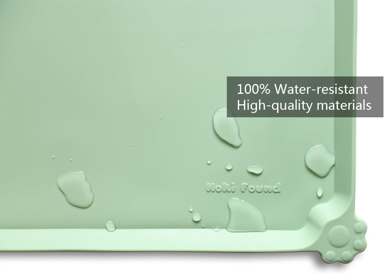 Hoki Found Silicone Non Slip Pet Food Mats - Bowl Placemat for Dogs Cats - Waterproof for Carpet - Jade