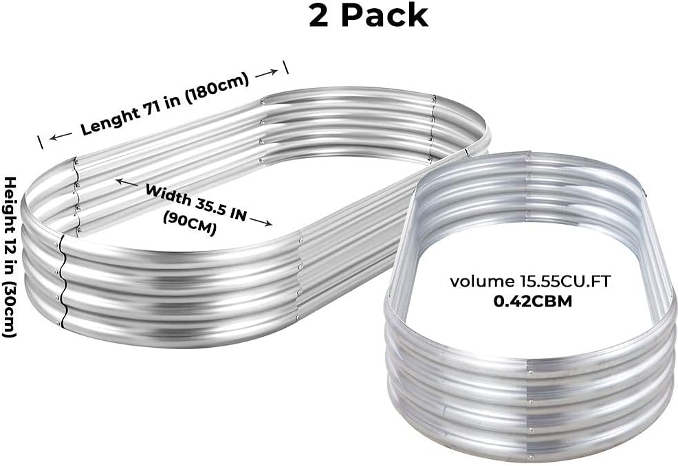 Land Guard 6ft Metal Raised Garden Bed，2 Pcs Galvanized Planter Raised Beds for Vegetables…………