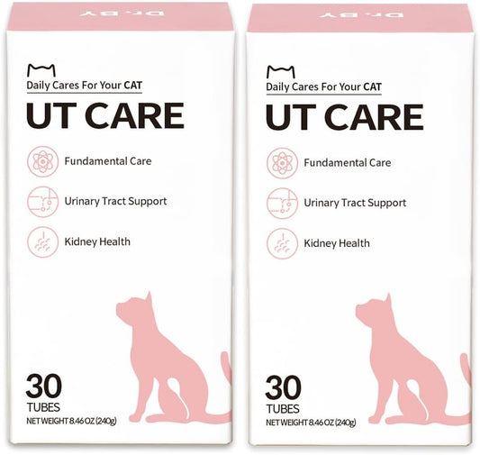 Dr.by UT Care Cat UTI Kidney Support Urinary Supplement Cranberry Treatment for Cats Renal Health with Pacran, Quercetin, Taurine lickable Formula Individually Packaged (2 Packs)