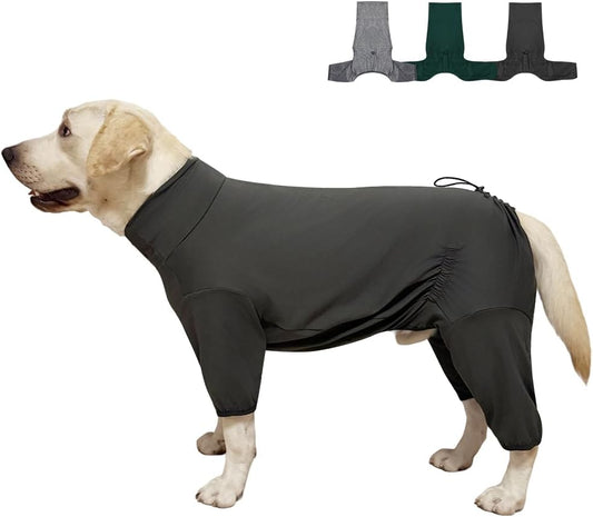 Dog Pyjamas PJS Sweater Clothes and Home Clothing Suitable for Medium to Large Breeds of Dogs, Dog Neutering Suits, Extra-Large Stretch Fabric, Four-Legged Clothes (Thin Dark Gray, 3XL)