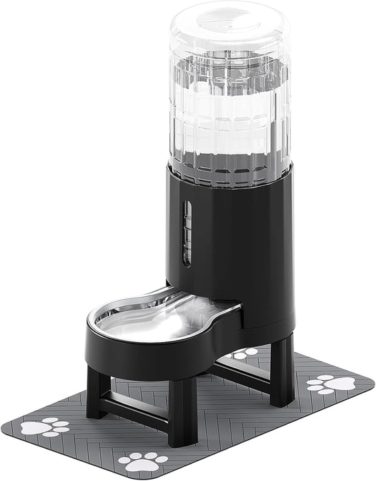 CZPET Elevated Dog Water Bowl Dispenser with Mat for Large Dogs,Tall Raised Pet Waterer Stand,Relieve Neck Pressure,Large Capacity and Drinking Area Noise-Free for Pets (9L+Stand+Mat)