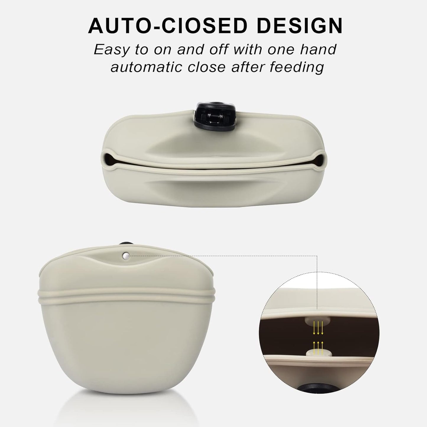 Left&Right Dog Clicker Training Kit,Silicone Dog Training Treat Pouch and Dog Clickers,Dog Treat Bag with Clicker Training for Dogs,Pet Treat Bag with Magnetic Buckle Closing and Waist Clip,Beige