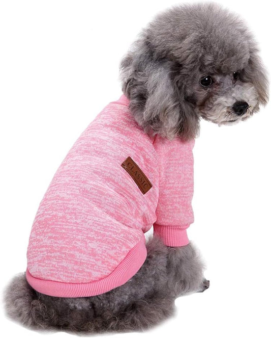Jecikelon Dog Clothes Dogs Sweater Soft Puppies Clothing Winter Puppy Sweaters Warm Outfit for Dogs Small XXS XS Cat Apparel (Pink, S)