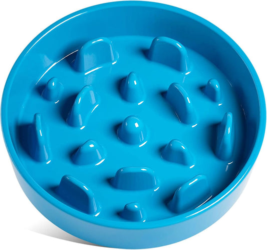 LE TAUCI Slow Feeder Dog Bowls Ceramic, 3 Cups Slow Feeding Dog Bowl Medium Large Breed, Puzzle Pet Dishes,Vortex Blue