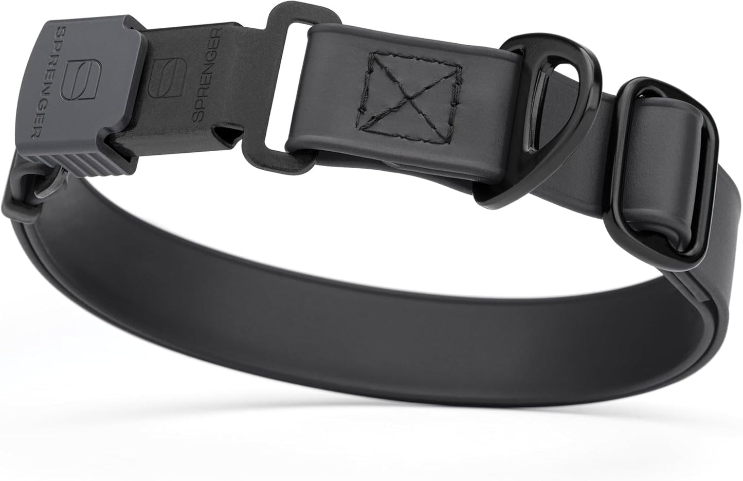 Dogline Biothane Waterproof Dog Collar with Herm Sprenger Black Stainless Steel Quick Release Buckle – Heavy Duty Tactical Durable Collar for Dogs – Comfortable and Safe Pet Collar W3/4" L12-19 Black