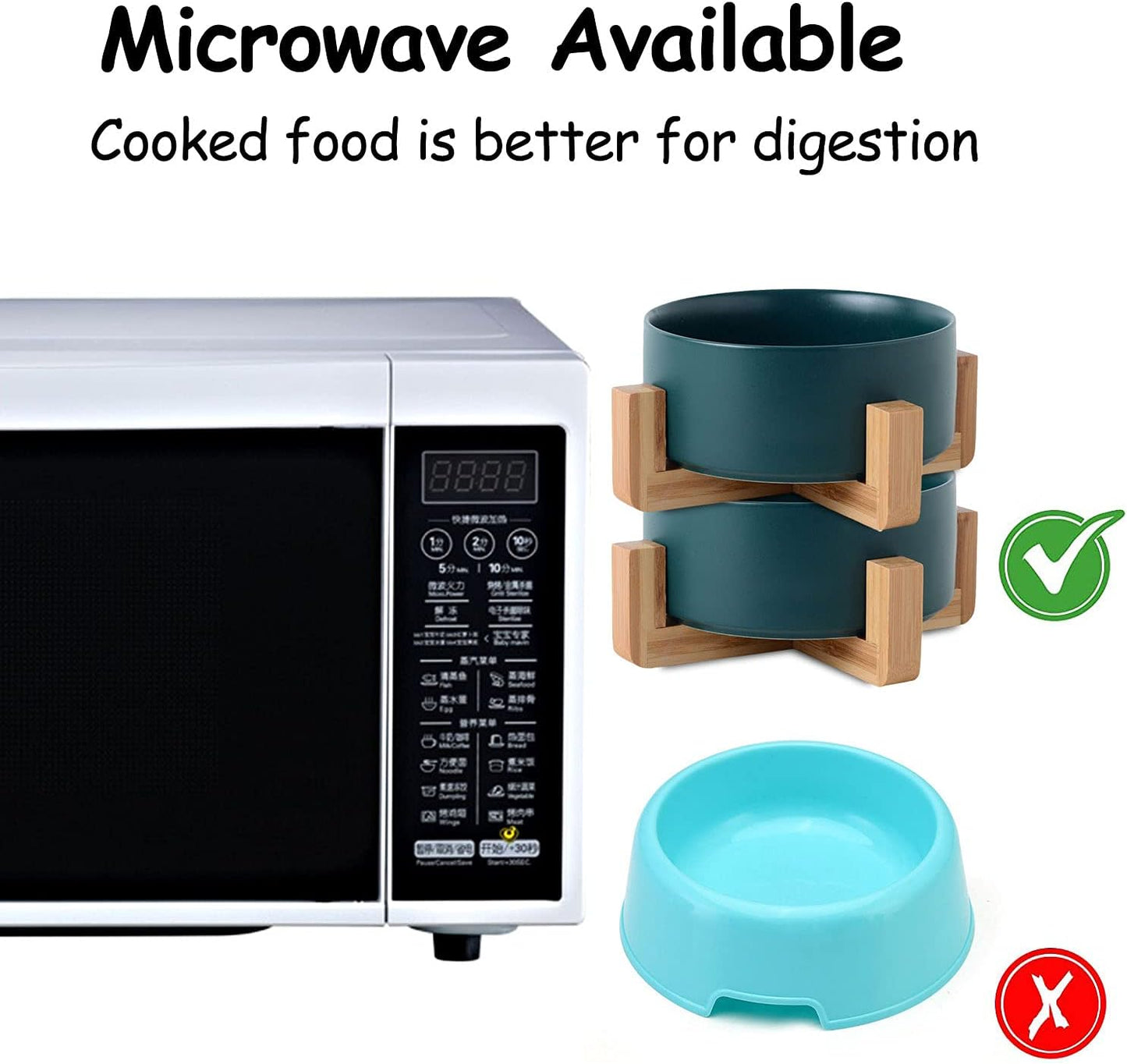 Petygooing Ceramic Dog Cat Bowl Set with Stand,Medium Dog Bowls,Pet Food and Water Dish, Anti -Slip Set of 2 Cat Bowls-Pet Food Bowl- Pet Dish Small Medium Size Pet (28 OZ /3.6 Cups) Green