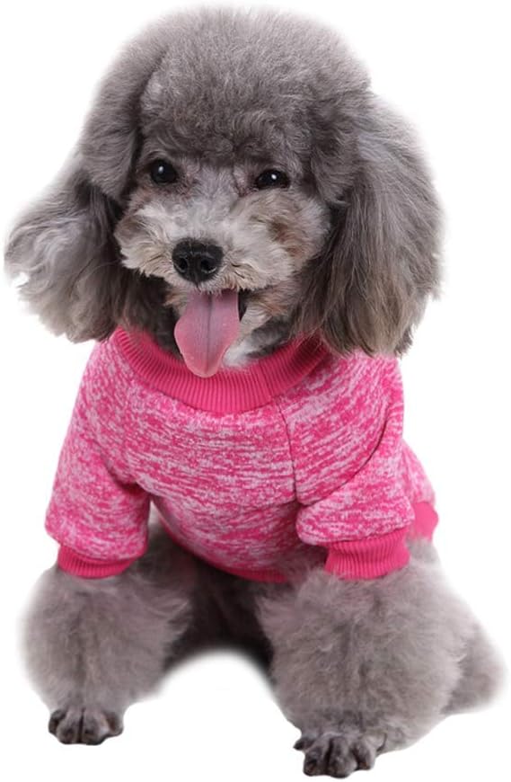 Jecikelon Dog Clothes Dogs Sweater Soft Puppies Clothing Winter Puppy Sweaters Warm Outfit for Dogs Small XXS XS Cat Apparel (X-Large, Rose)