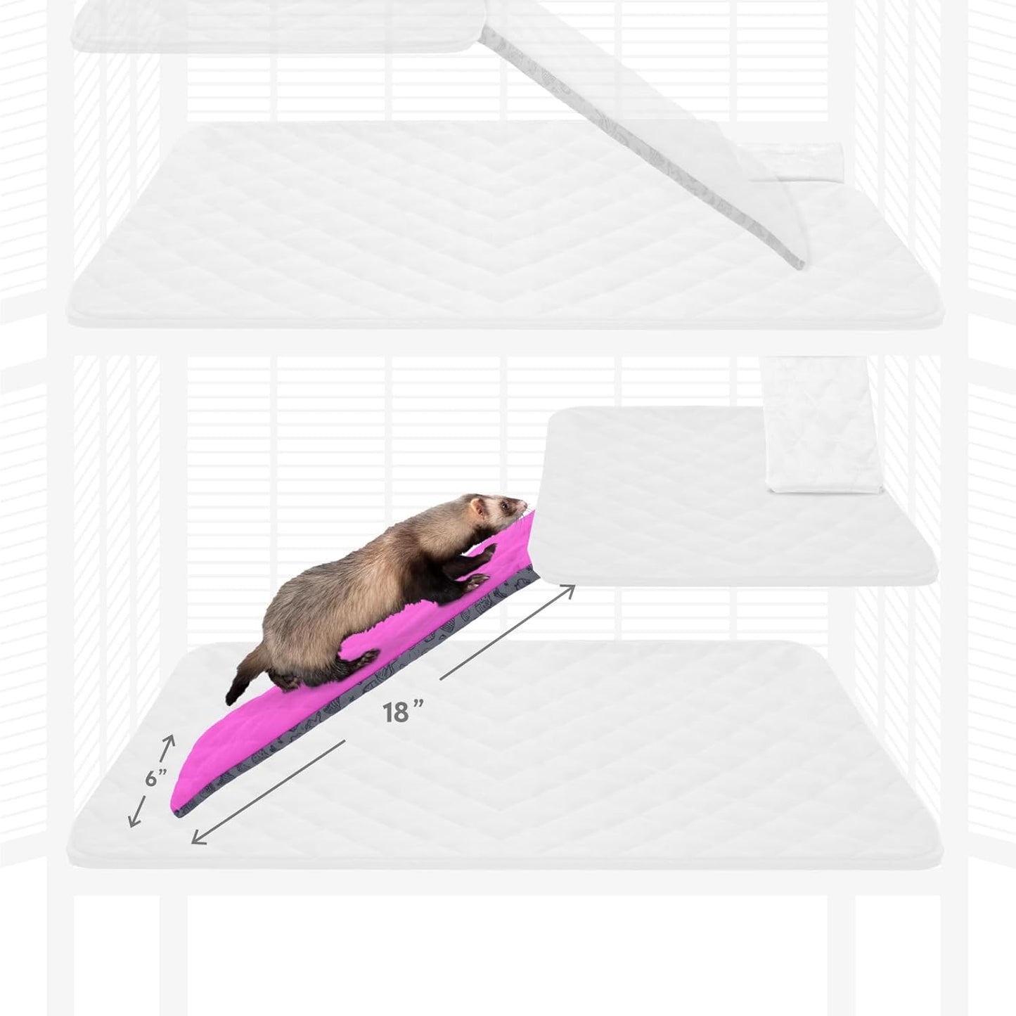 Paw Inspired Fitted Fleece Liner for Ferret Nation, Critter Nation Cage for Ferrets, Rats, Chinchillas, Hedgehogs & Other Small Animals (Pink, Ramp Cover)