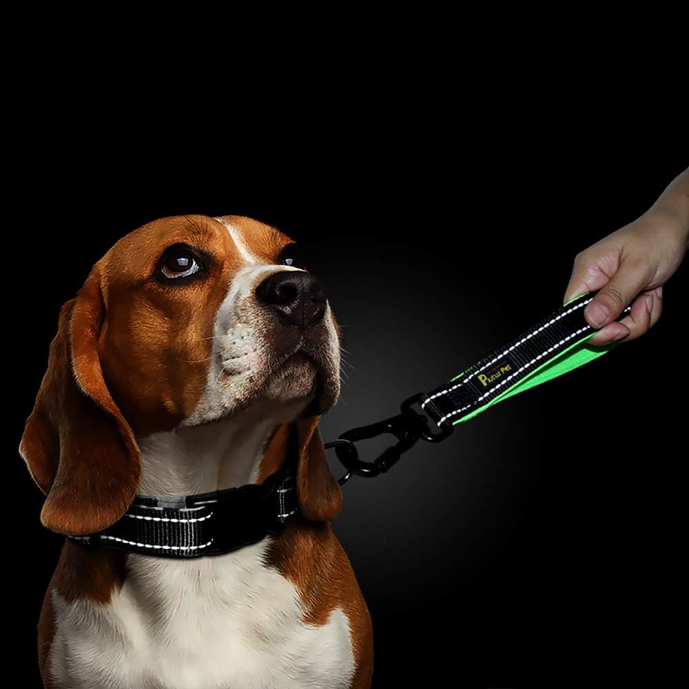 PLUTUS PET 10 Inch Short Dog Leash for Large Dogs with Locking Carabiner Clip & Padded Handle（10”, Black）