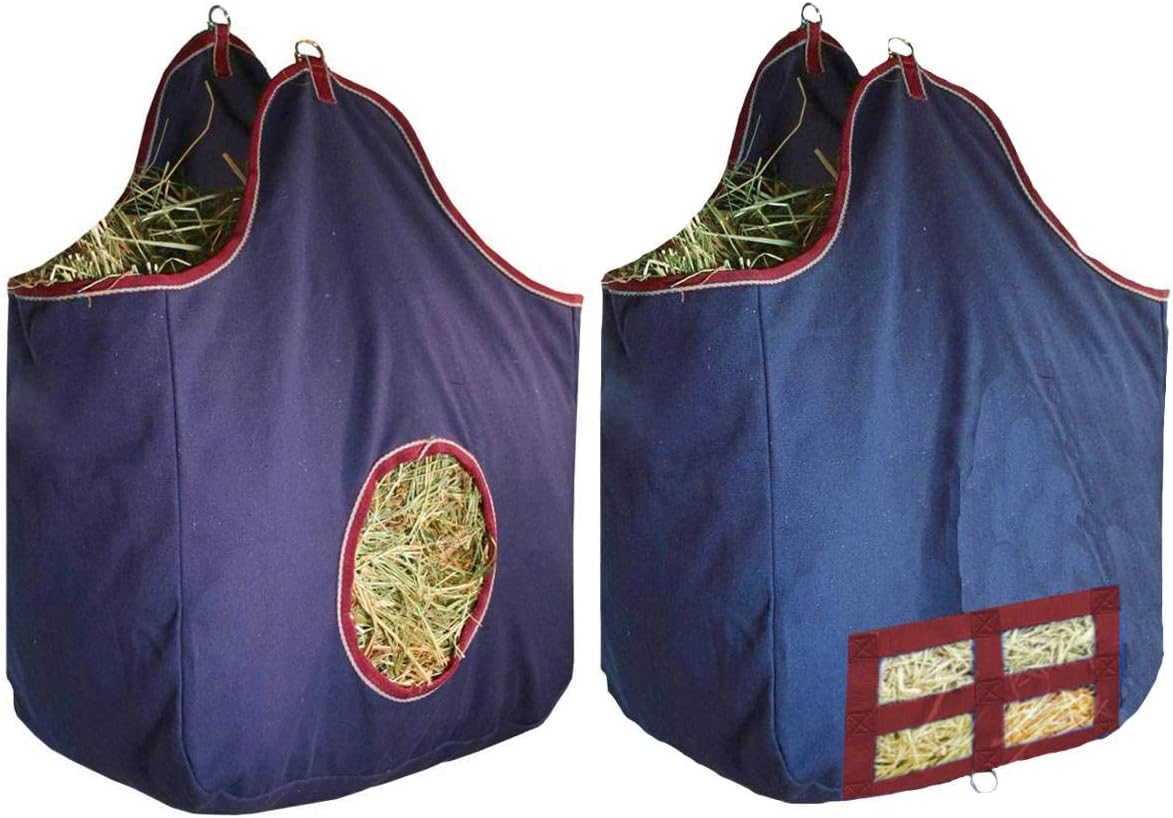 Derby Originals Large 24 OZ Canvas Horse Hay Bag 2 Sided Combo Design X Wide Gusset and 6 Month Warranty