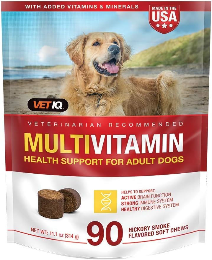 VetIQ Multivitamin Supplement for Dogs, Health Support Supplement Soft Chews, 90 Count
