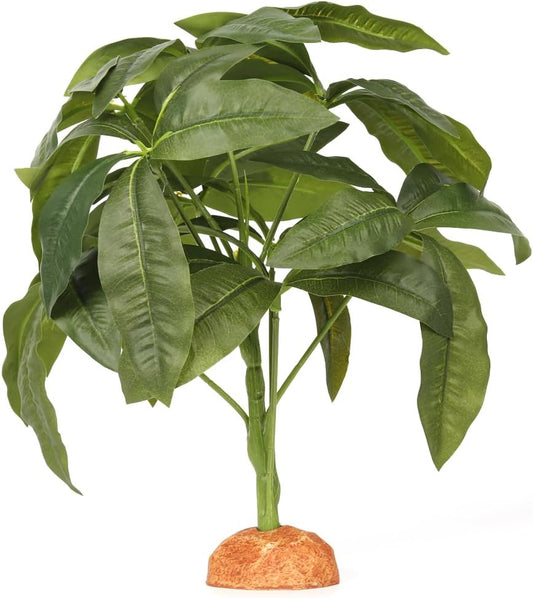 Fake Green Money Tree Plant, Reptile Decor for Terrarium, Crested Gecko Tank Accessories fit Leopard Gecko Bearded Dragon Lizard Chameleon Snake Tortoise