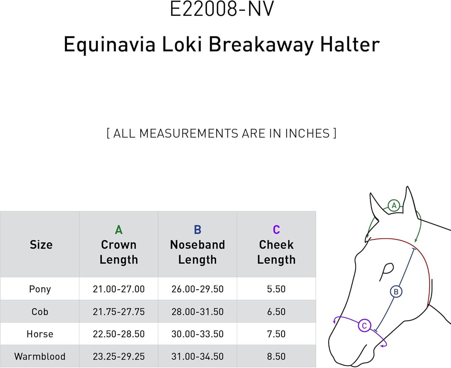 Equinavia Loki Adjustable Breakaway Horse Halter - Navy - Cob