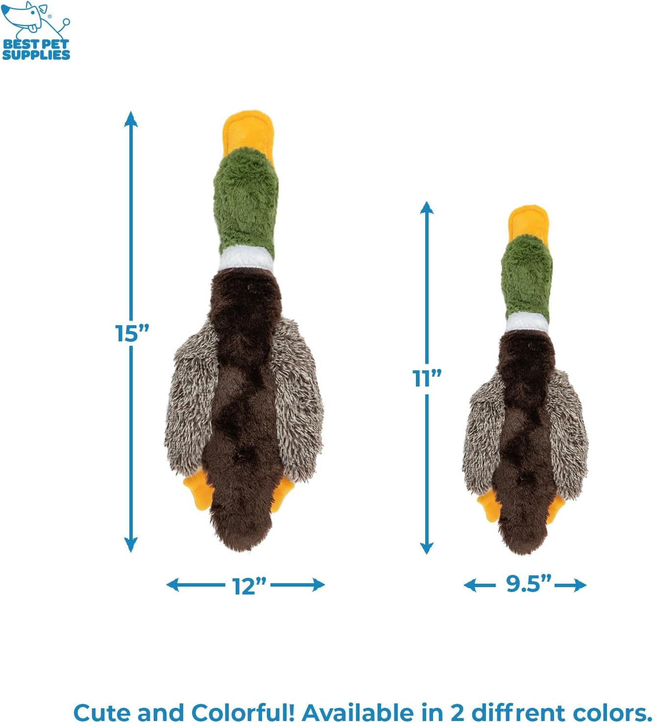 Best Pet Supplies Interactive Squeaky Dog Chew Toy, Ideal Dog Toys for Chewers, Small, Medium & Large Dogs, and Fetch Lovers - Mallard Duck (Brown), Large