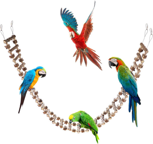 Bird Parrot Ladder Bridge Toy, Bird Swing Toy, Natural Pepper Wood Hanging Pet Chewing Toy, Rat Hamster Climbing Toys, Cage Accessories for Bird Parrot Rat Squirrel Sugar Gliders