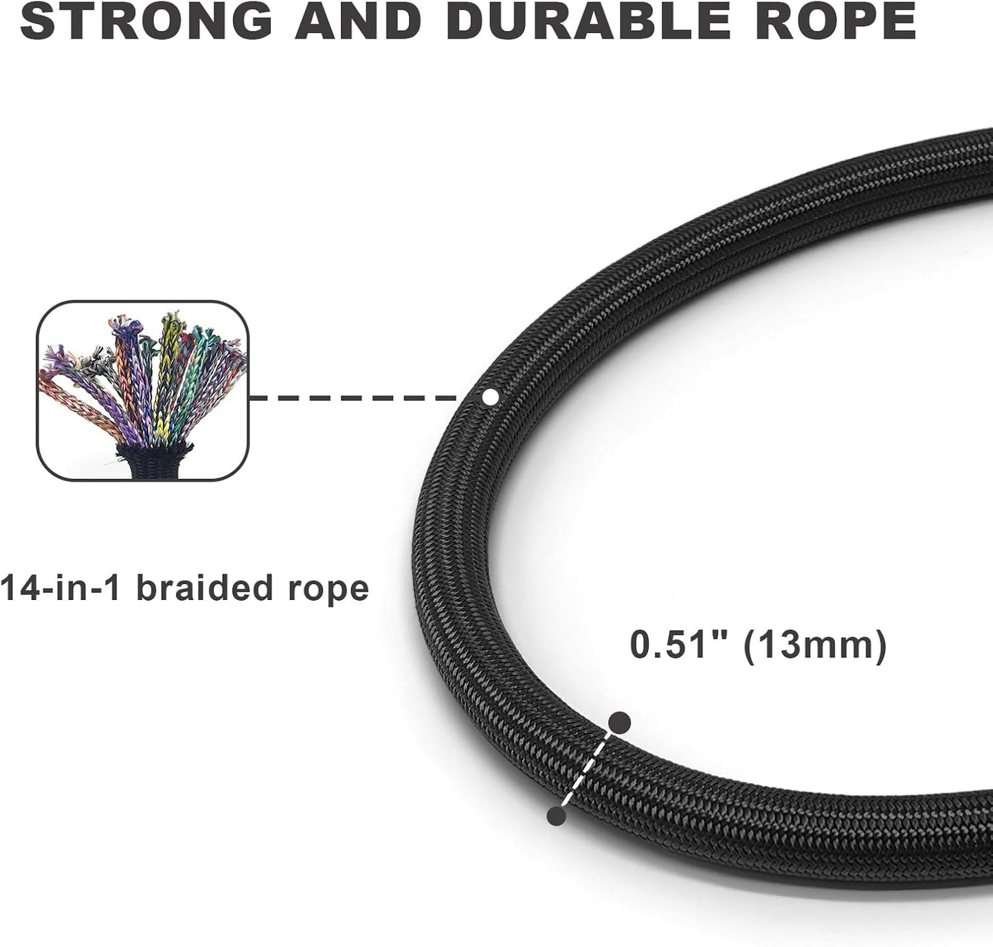 Rope Dog Leash with Two Handles, 6 Foot Heavy Duty Dog Leash with Aviation Aluminum Auto Locking Carabiner, Strong Nylon Pet Lead for Small, Medium, Large Dogs (Black, 6FT-Two Handle)