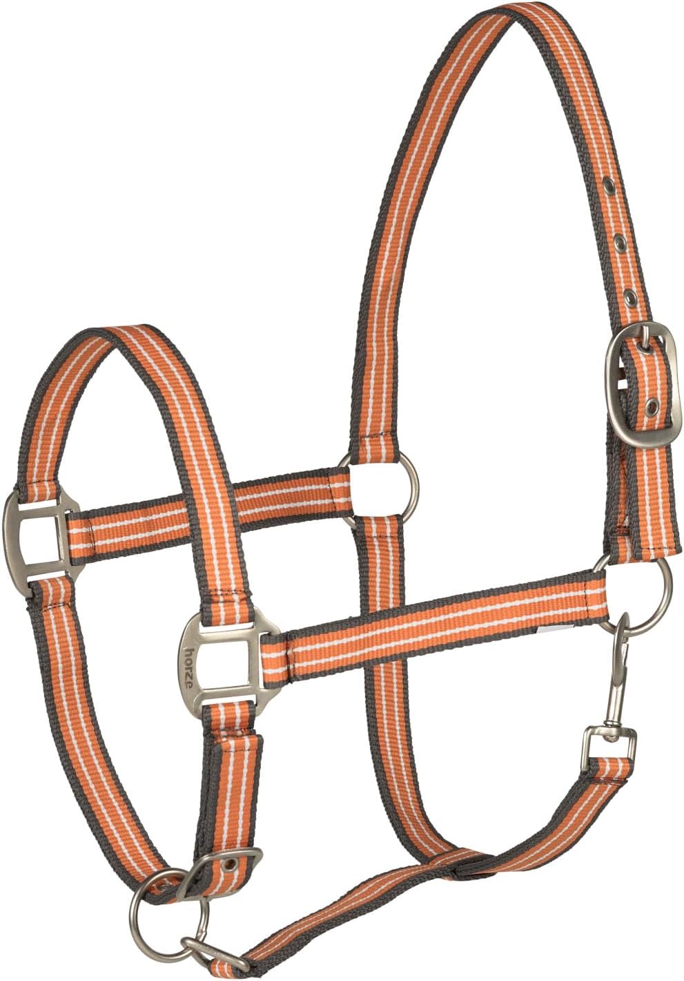HORZE Adepto Adjustable Horse Halter | Soft, Durable Polyester - Coral Gold - Warmblood