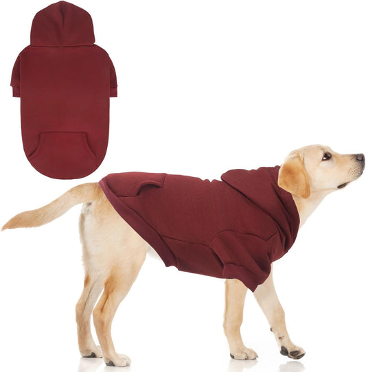 KOOLTAIL Basic Dog Hoodie - Soft and Warm Dog Hoodie Sweater with Leash Hole and Pocket, Dog Winter Coat, Cold Weather Clothes Sweatshirt for Small Medium Large Dogs Puppy Cat Boys Girls Deep Red XXL