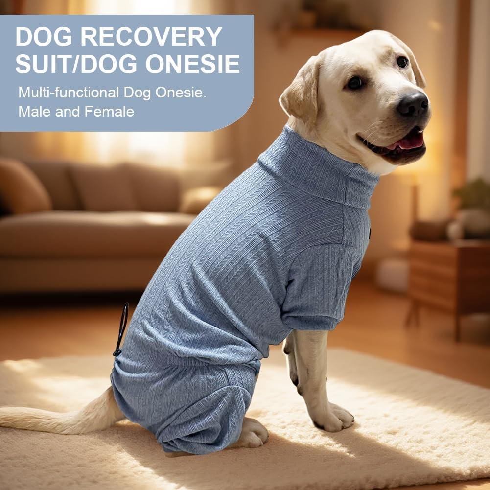 Dog Pyjamas PJS Sweater Clothes and Home Clothing Suitable for Large to Giant Breeds of Dogs, Dog Surgery Recovery Suit, Extra-Large Stretch Fabric, Four-Legged Clothes(Sweater Blue, 6XL)