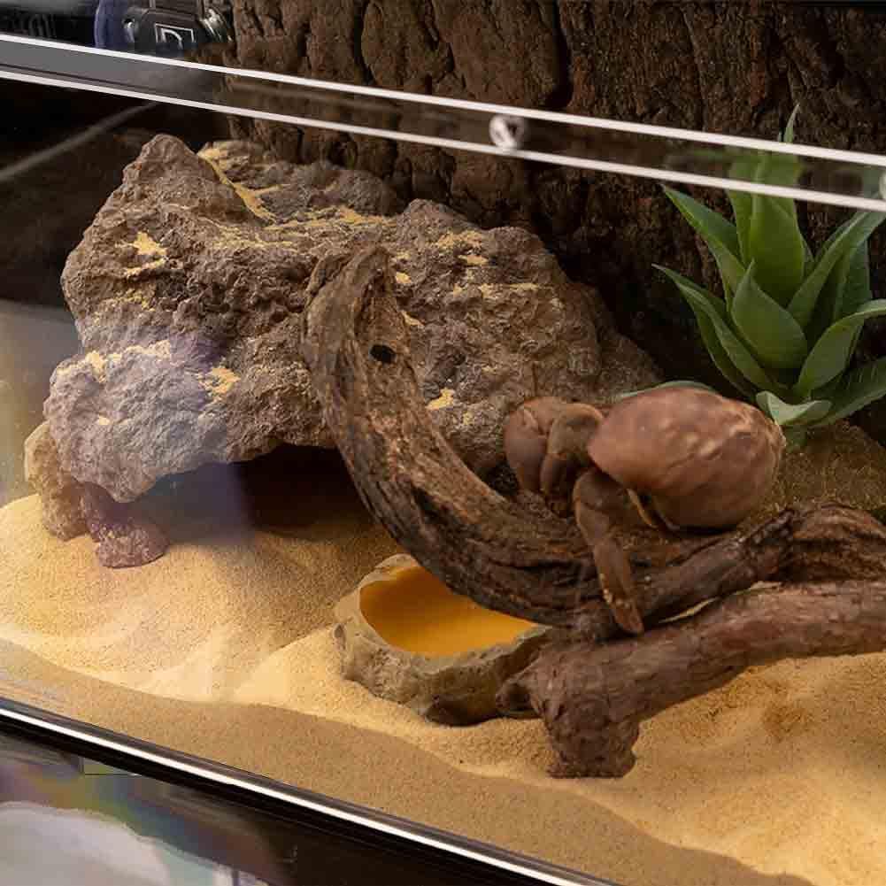 Reptile Simulation Rock Cave Hideouts Terrarium Habitat Décor Bearded Dragon Hideout for Turtles Lizards Snakes Crab (Large)