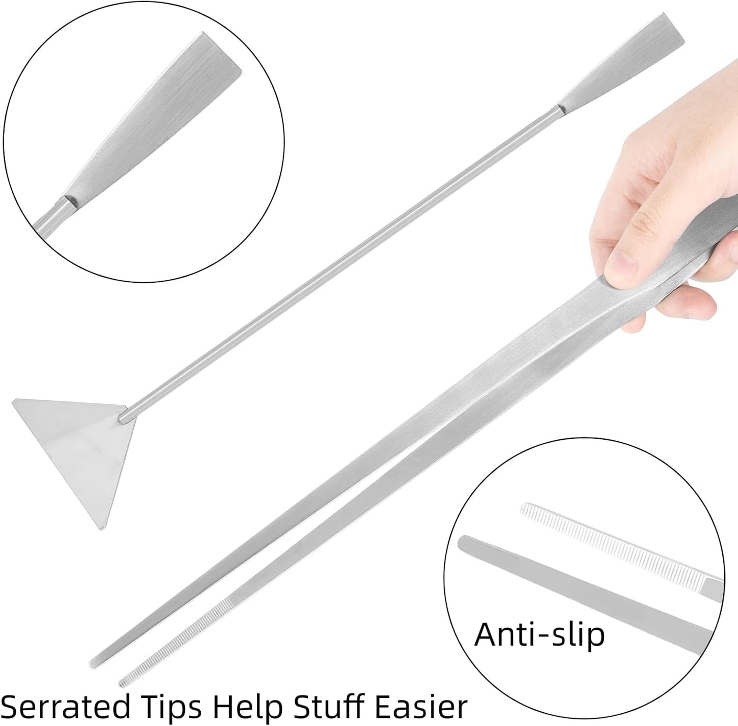 15Inch Extra Long Design Aquarium Aquascaping Tool Stainless Steel Aquascape Tools Kit 4 in 1 Anti-Rust Fish Tank Starter Kit with Long Tweezers Scissors Spatula for Aquarium Plants (Silver)