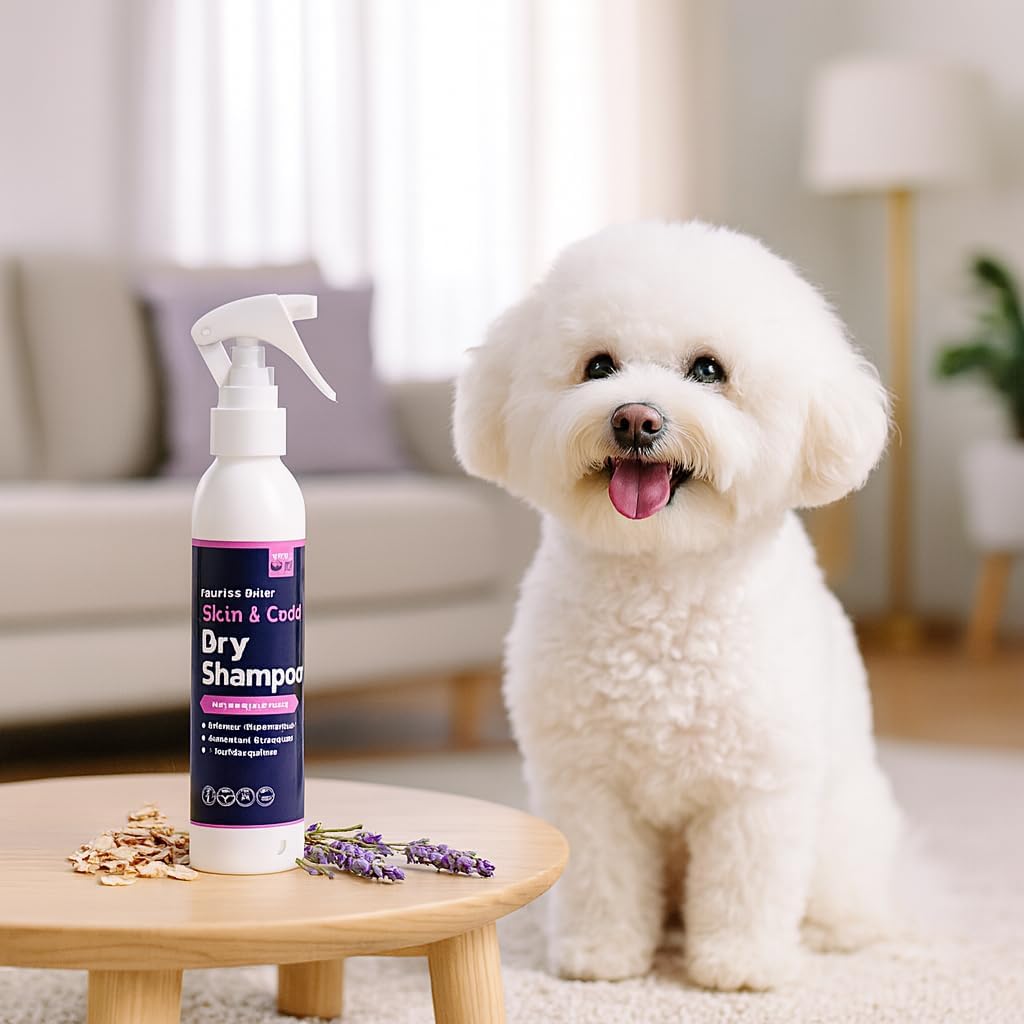 Honest Paws Dog Dry Shampoo - Waterless No Rinse Foaming Formula Reducing Itch Cleanse Hydrate Nourish Dry Skin and Smelly Coat Help Decrease Odor Shedding and Allergies - Oatmeal & Lavender - 8 fl oz