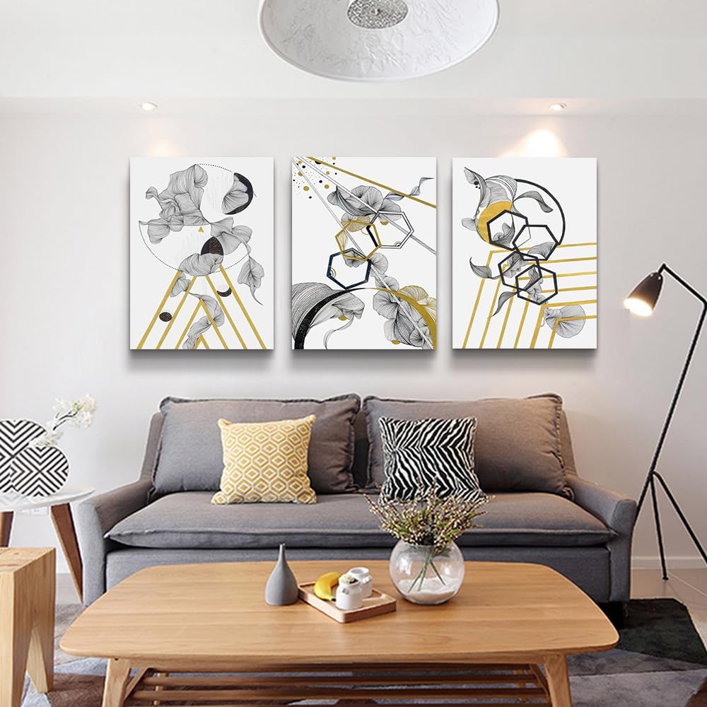 Canvas Wall Art For Living Room Large Size Modern Abstract Painting Bedroom Decoration Office Wall Decor Black And White Abstract pictures 3 Piece Framed Inspirational Posters Artworks Home Decor