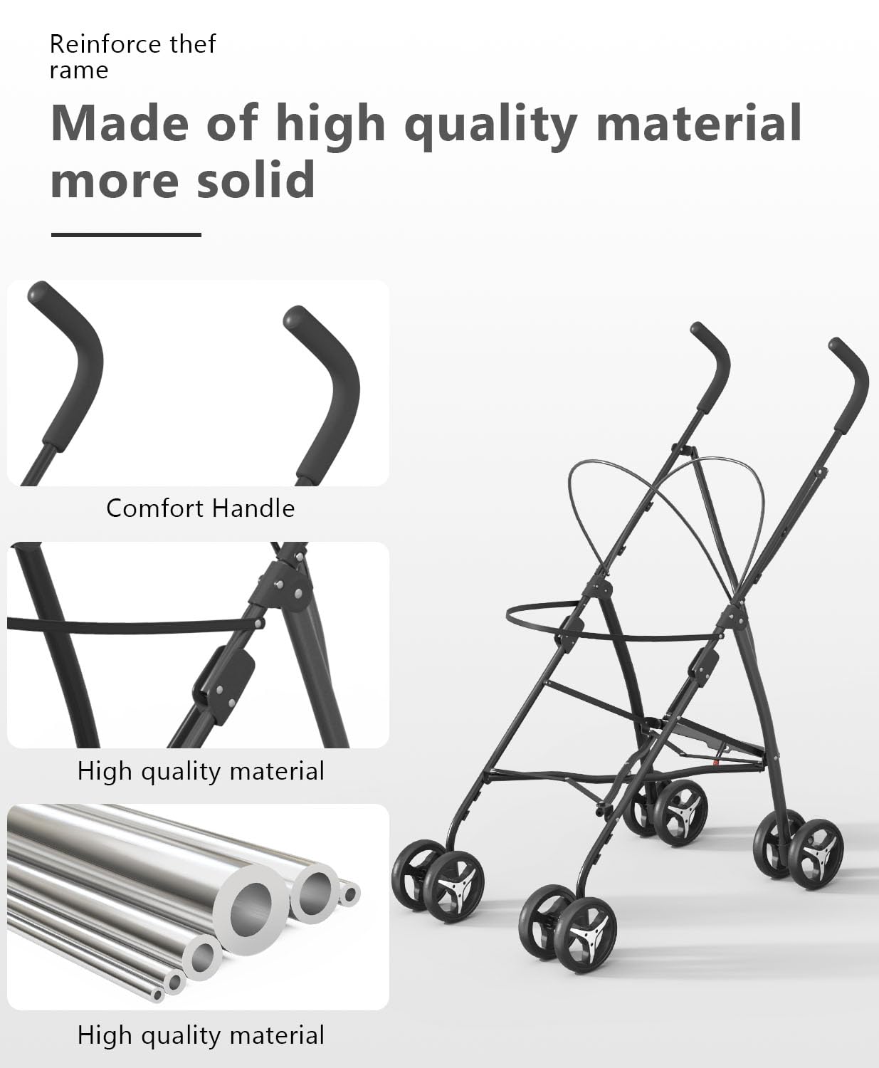 Pet Stroller with 4 Wheels for Small/Medium Pets, Portable Travel Foldable Carrier Jogger for Dog Cat Puppy Kitty, Rear Wheel Breaks, Storage Basket, Visible Mesh with Weather Cover (Pink)