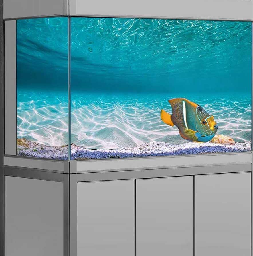30X18IN Natural Undersea Aquarium Background, Undersea Beach Fish Tank Background, with 8 EVA Double-Sided Tape