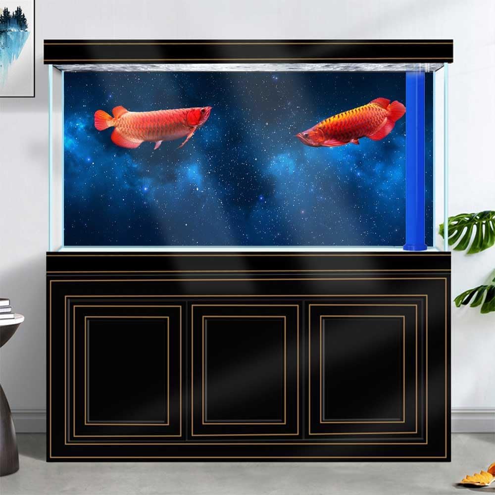 30X18IN Starry Aquarium Background, Art Starry Fish Tank Decorations Background, with 8 EVA Double-Sided Tape