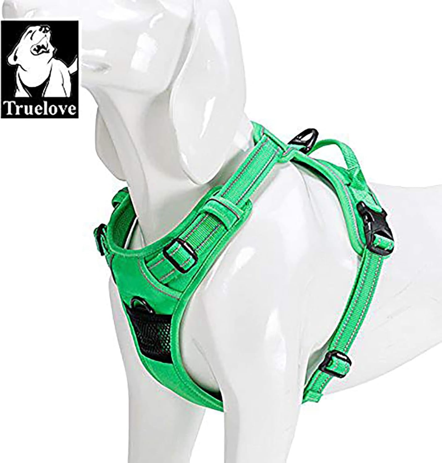 TRUE LOVE Adjustable No-Pull Dog Harness Reflective Pup Vest Harnesses Comfortable Control Brilliant Colors Truelove TLH5651(Grass Green,XS)