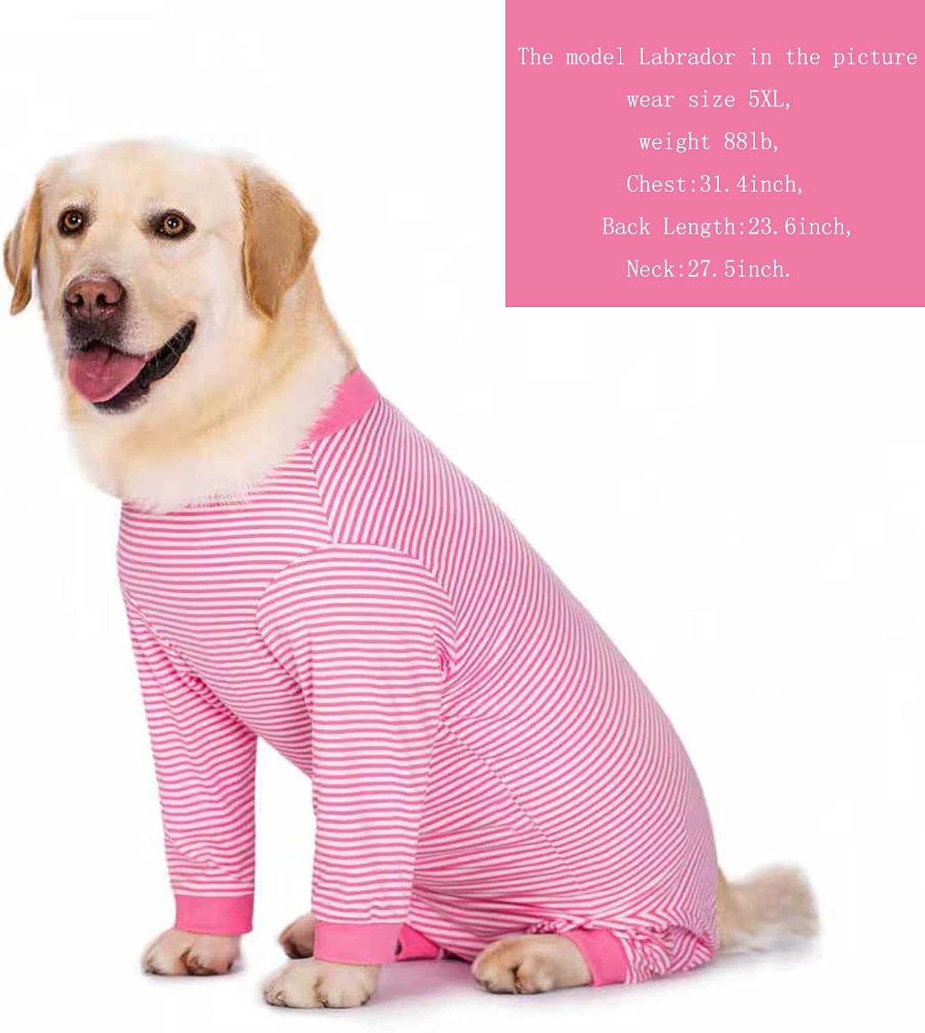 Yeapeeto Dog Onesie Surgery Recovery Suit for Large Medium Bodysuit Dogs Pajamas PJS Full Body for Shedding, Prevent Licking, Wound Protection, Cone Alternative (2XL, Pink)